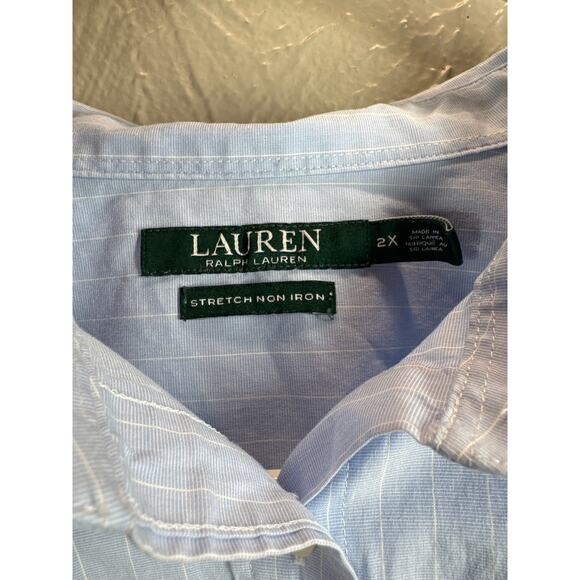 Lauren Ralph Lauren Non Iron Blue Long Sleeve Button Up Pinstriped Shirt 2XL - Picture 4 of 5